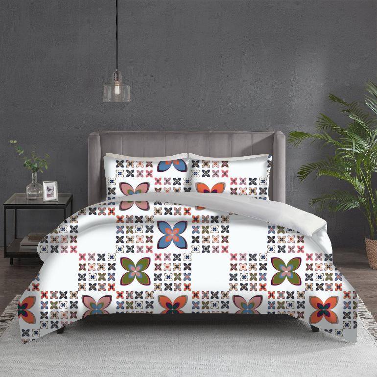 

3D Digital Printing Chinese Geometric Pattern Three-Piece Set, Light Luxury Simple Bedding Three-Piece Set 90*90cm