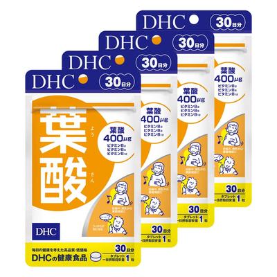 Integratore di Acido Folico DHC Confezione da 4 (Scorta per 120 giorni, 30 compresse ciascuna)