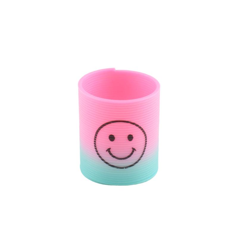 Kids' Colorful Smiling Rainbow Coil Toy - Elastic Spiral with Seven Colors for Street Stall Prizes
