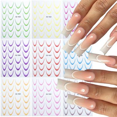 Αυτοκόλλητα Νυχιών French Tip Αυτοκόλλητα Νυχιών Διακοσμήσεις Νυχιών Τέχνη Νυχιών Γαλλική Γραμμή Αυτοκόλλητα Τέχνης Νυχιών για Γυναίκες Κορίτσια