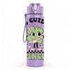 1PC Too Cute To Pinch Green Alien Art 750ml Color Plastic Sports Water Bottle Leakproof Flip Straw Lid Suitable for Sports Office Home Use