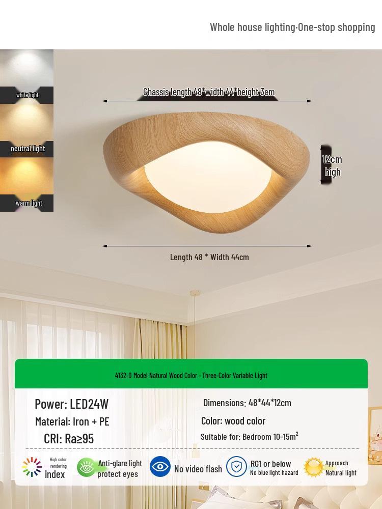 Dimmable Silver Ceiling Light - Full Spectrum Eye Protection for Master Bedroom