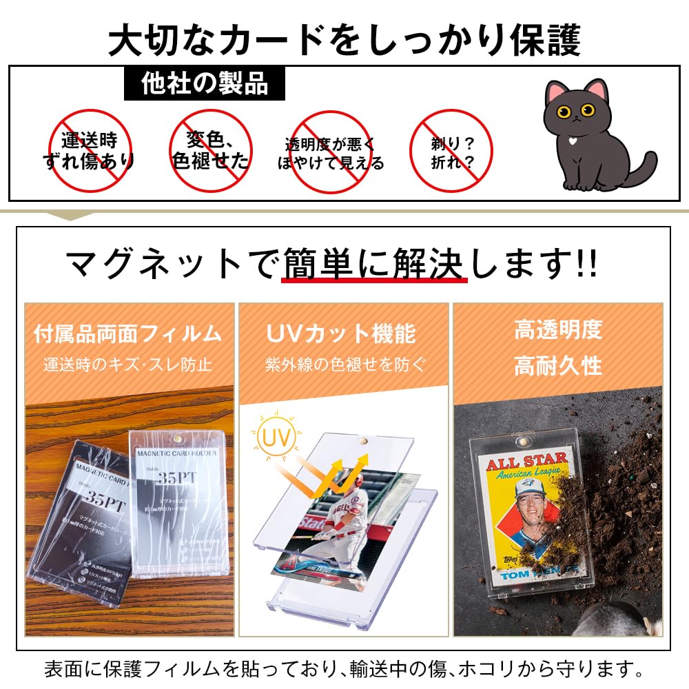 Magnetic Loader Card Loader x3 Tand Holder 35pt UV Protection Compatible with Cards and Pokemon Cards Trading Cards with Base Case Protection Storage