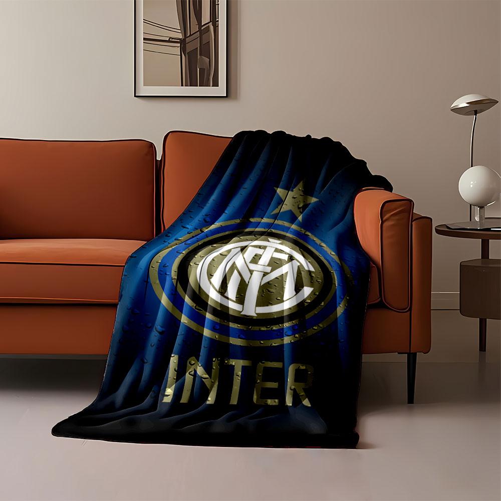 Inter Milan Logo on Blue Background print blanket soft and cozy perfect for the living room bed sofa or a nap,gift