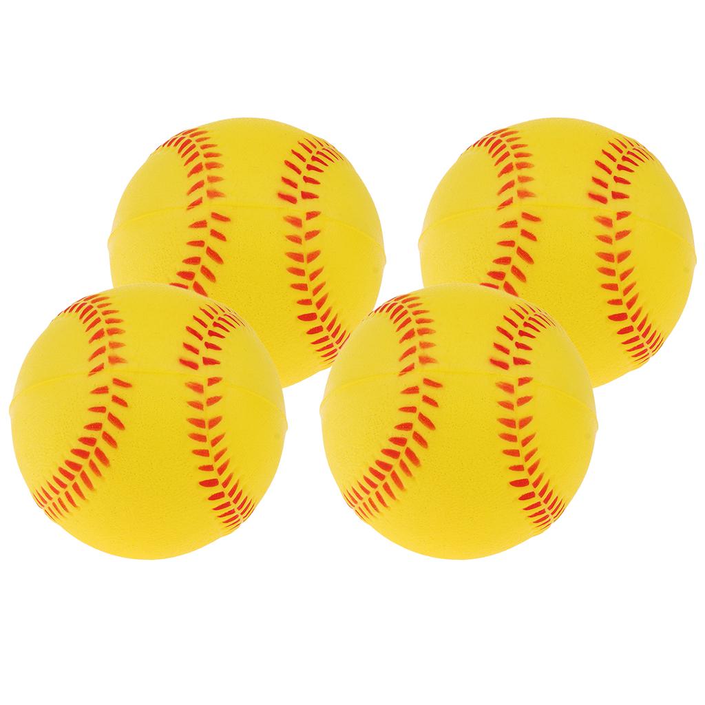 4x Safety Baseball Practice Training PU Softball Team Game Yellow