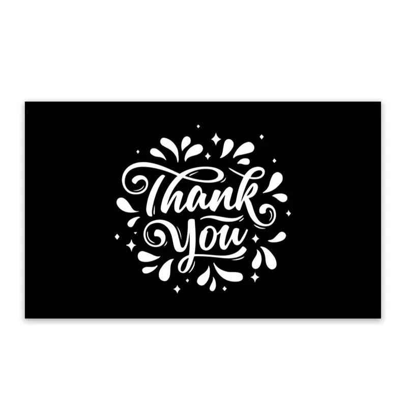 50PC/pack "Thank You for Supporting My Business" Black Rectangular gift Card Shop Packaging Decorative Flower Shop Baking Labels