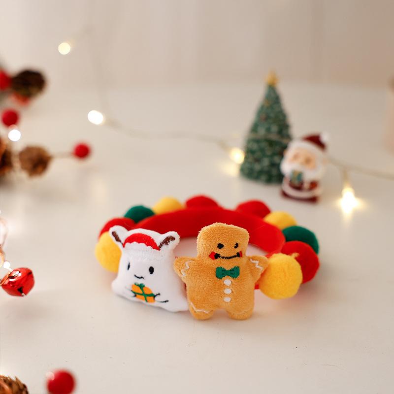 Cat Plush Ball Collar Cute with Doll Pumpkin Spider Small Dog Necklace Beard Corgi Pet Halloween Christmas Neck Ring Jewelry