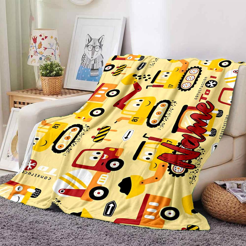 Custom Name excavator Theme Printed Blanket - Perfect for Couch, Bed, Travel & Outdoor Use | Machine Washable, Cozy & Durable.