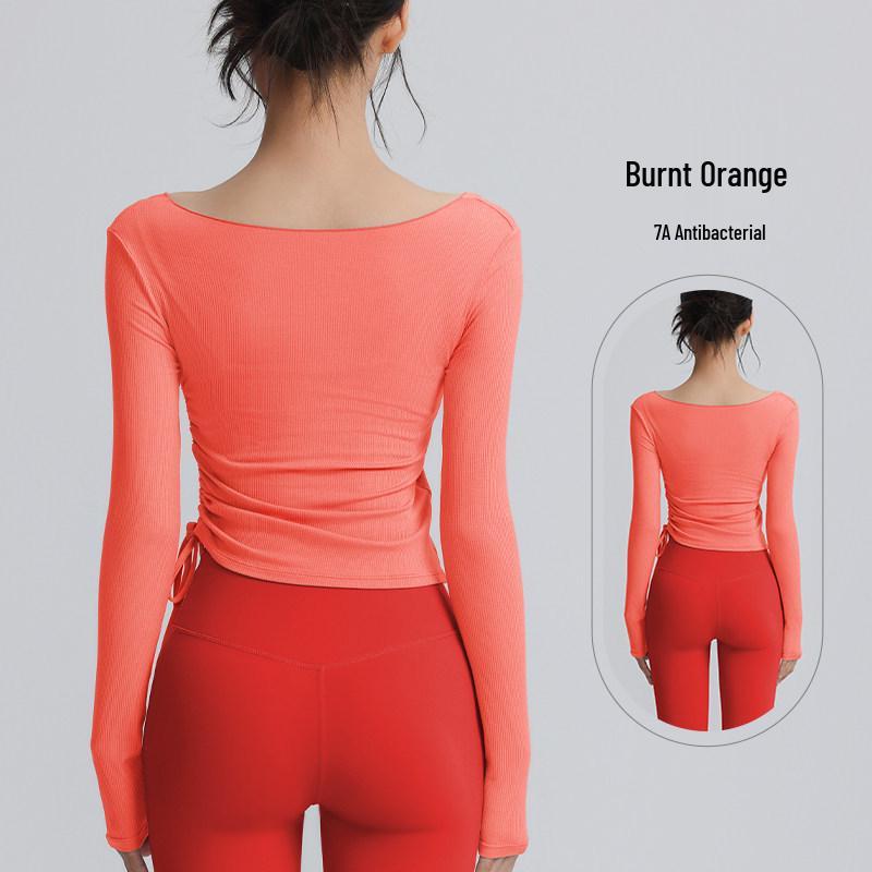 Women s Quick-Dry V-Neck Yoga Top - Casual, Slimming, Long Sleeve for Fitness & Running Medium