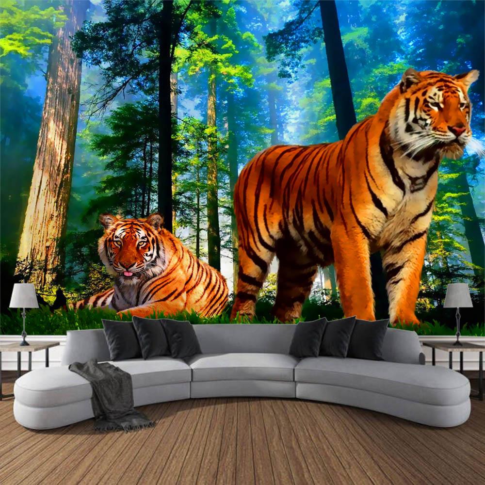 Hippie Room Wall Art Decoration Tiger Leopard Animal Forest Tapestry Home Wall Hanging Blanket Creative Home Decor