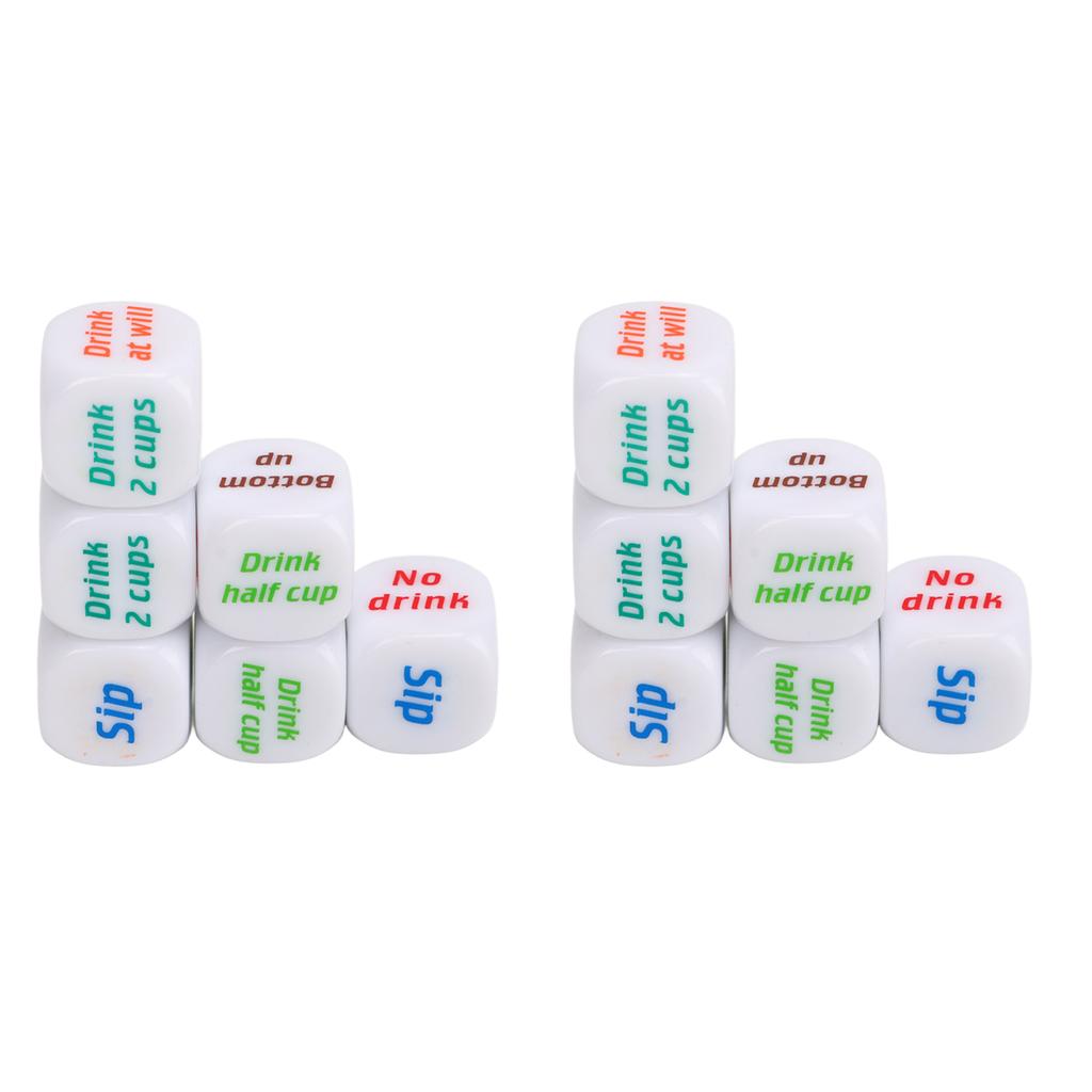 12PCS English Wine Order Dice White Dice Props Plastic Dice Toy for Bar Home Party