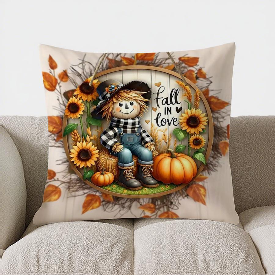 Home Decor Hello Autumn Pumpkins Decorative Throw Pillow Pattern Cushion Cover Suitable For Sofa Bedroom Car Pillow Cover