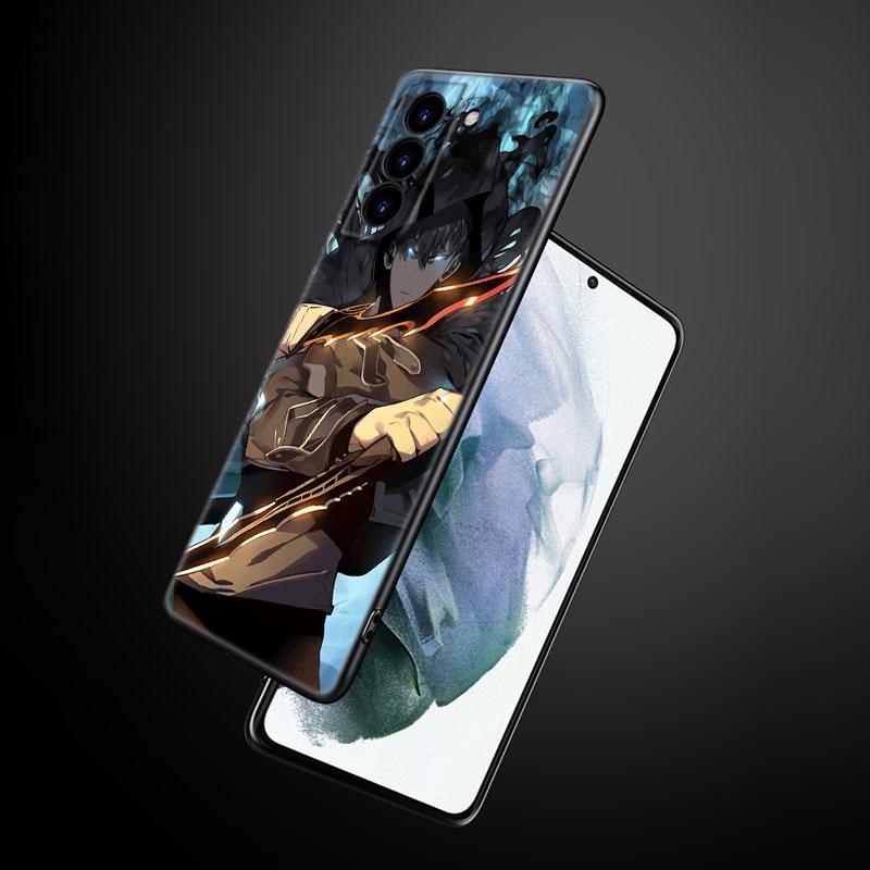 Anime Solo Leveling Phone Case For Samsung Galaxy S22 Pro S21 S20 Ultra FE S10 Lite 5G S10E S9 S8 Plus Soft TPU Black Cover