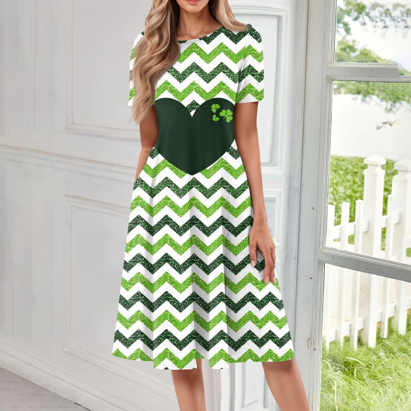 

Женское повседневное модное платье миди с круглым вырезом и коротким рукавом с принтом L