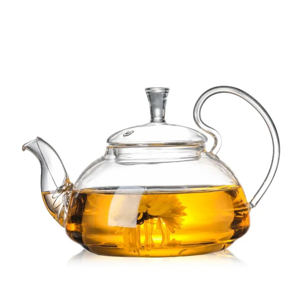 1pc 400ml/ 600ml Heat Resistant thickened High Handle Flower Coffee Glass Tea Pot Blooming Glass tea set Large teapot  WJ919