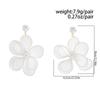 Damen Weiße Netz-Blumen-Hängeohrringe, Imitationsperlen-Hängeohrringe, Statement-Schmuck für Braut, Hochzeit, Party