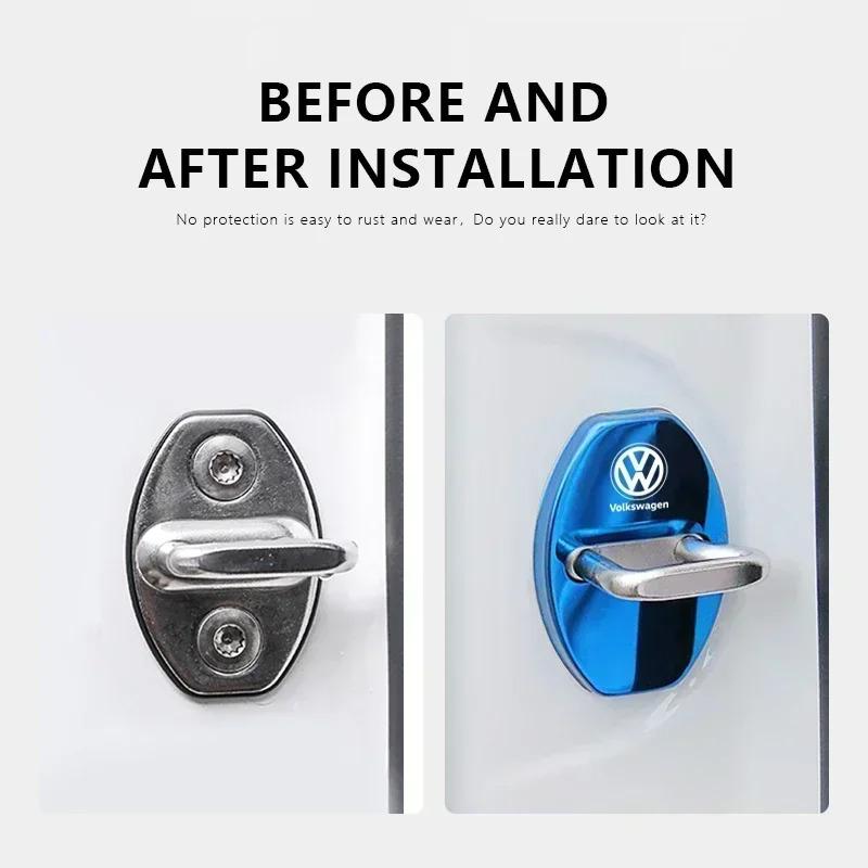 Zinc Alloy Car Door Lock Buckle Cover Protective Covers For VW GTI Polo Golf Passat Scirocco Tiguan Jetta T-ROC Touareg Taigo CC