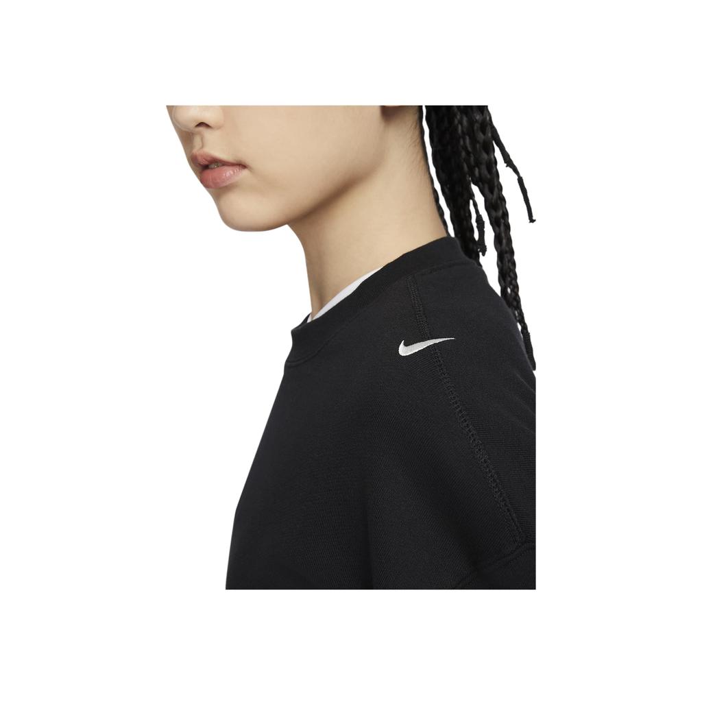 Nike Sportswear Loose Fit Cropped Long Sleeve Crewneck Top Women Tops Black FV7510-010
