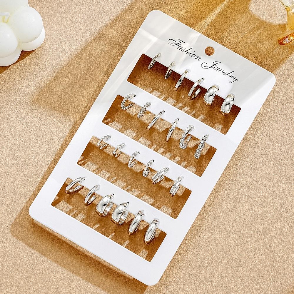 Modisches Creolen-Set mit Kristallen, Kreis, Gold/Silber, Ohrringe für Damen, Schmuck-Accessoires