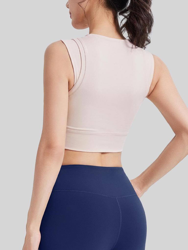 Women's Shockproof Sleeveless Sports Top with Fixed Bra Pad for Yoga and Fitness