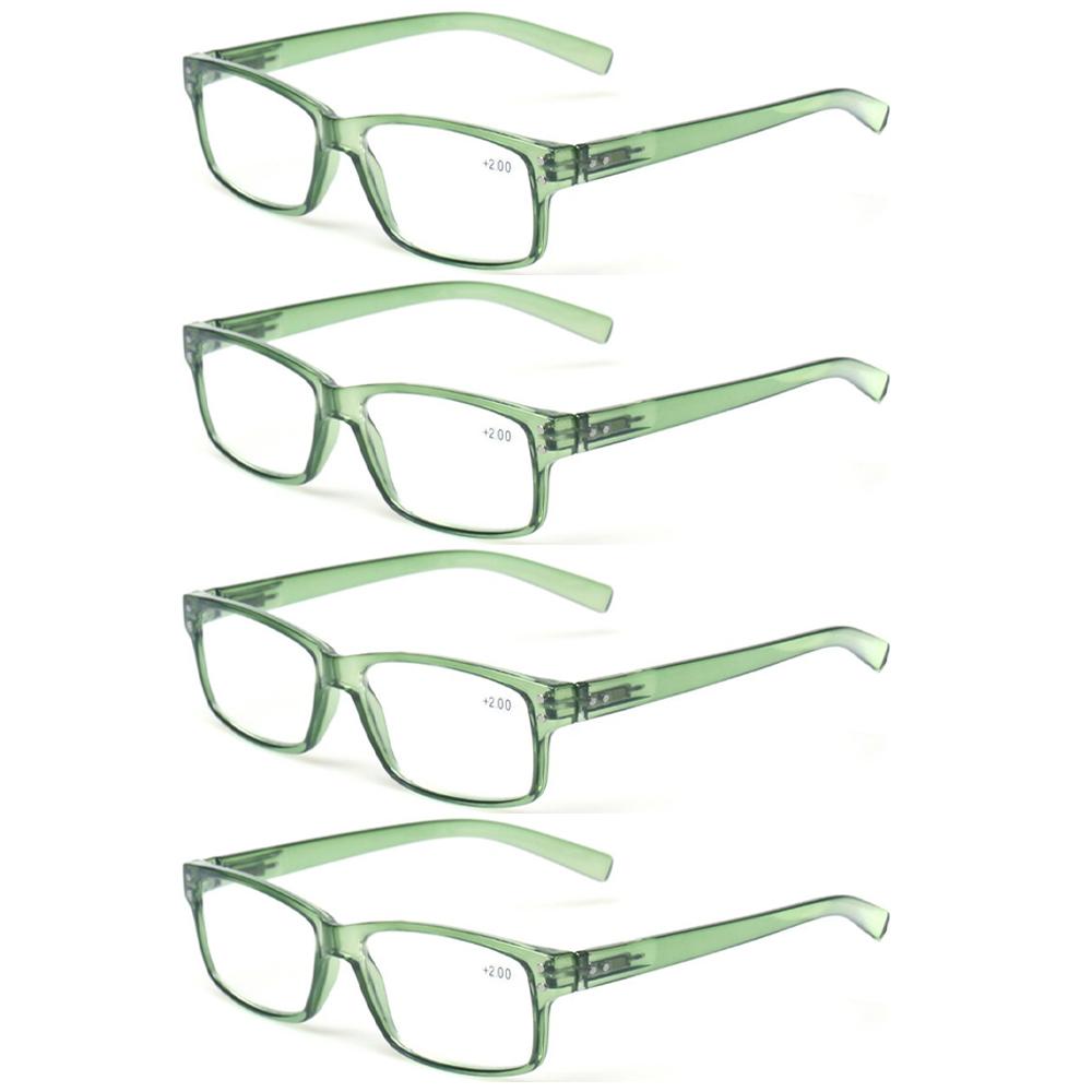

Turezing 4 Pack Reading Eyeglasses Spring Hinge Color Rectangle Frames Male Female Decorative Glasses Prescription Eyewear 4