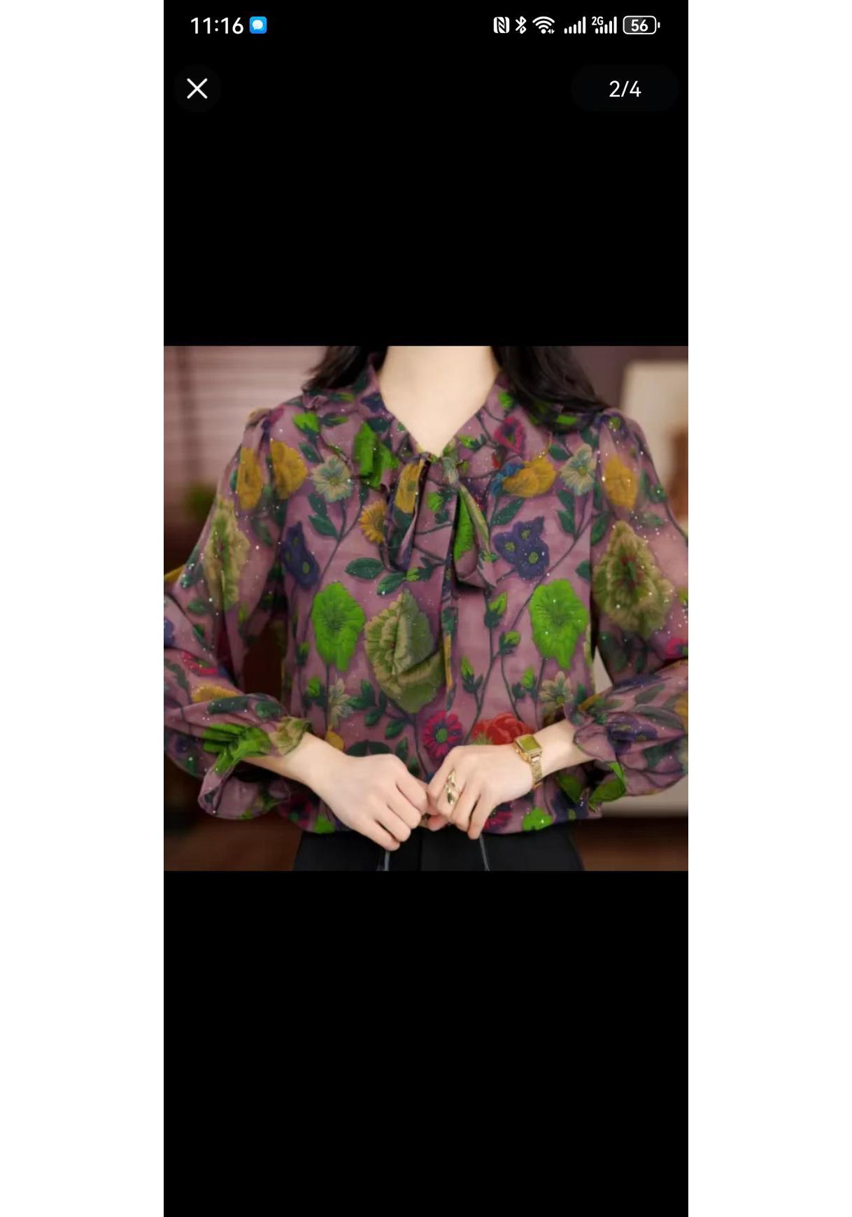 

Thin Floral Long Sleeve Plus Size T-shirt for Middle-aged & Elderly Women - Elegant, Comfortable, Loose Fit for Spring & Summer. 2XL