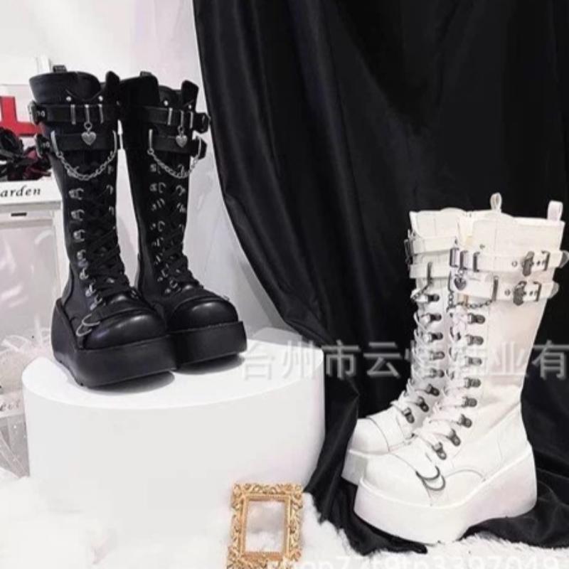 Gothic Style Women's Boots Trendy Women's Motorcycle Boots Platform Vampire Cosplay Women Mid-calf Boots 2026 New Women's Shoes