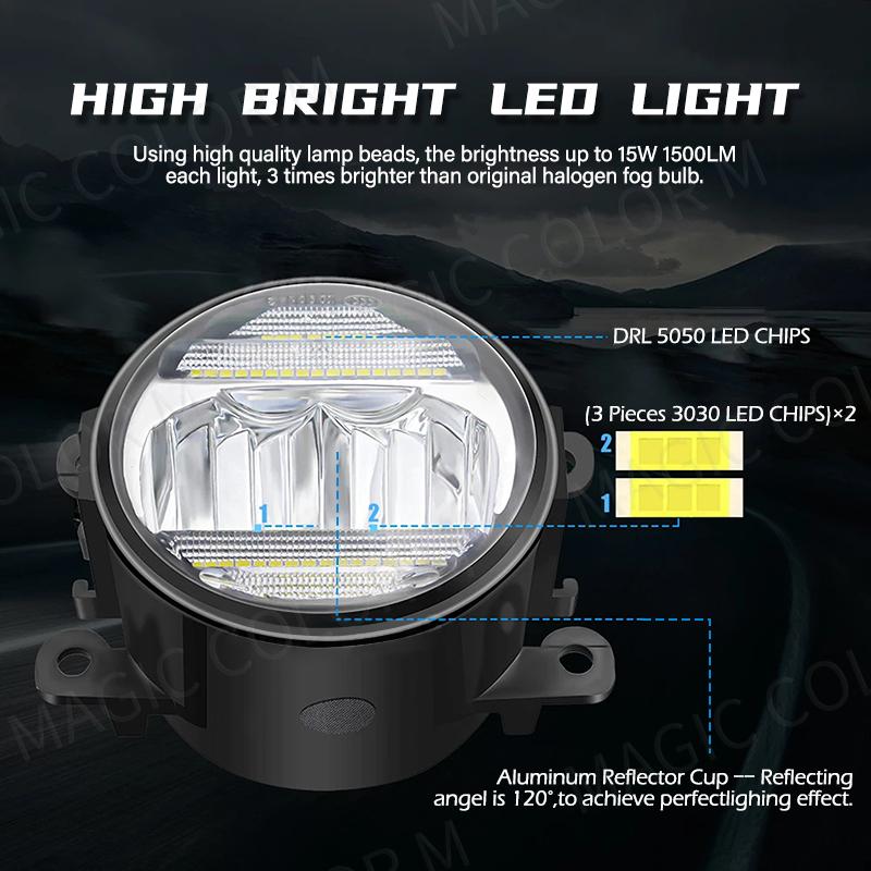 2in1 Auto LED Nebelscheinwerfer Tagfahrlicht DRL Für Honda Accord Fit CR-V City Civic Für Ford Focus Fusion Fiesta C-Max Edge 12V