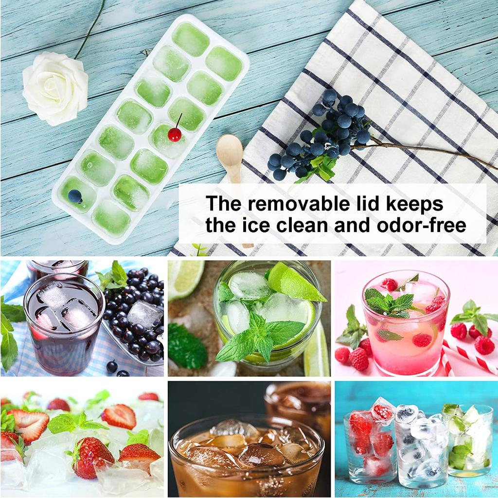 Tray Food Grade Plastic Silicone Ice Mold with Removable Lid for Cocktail