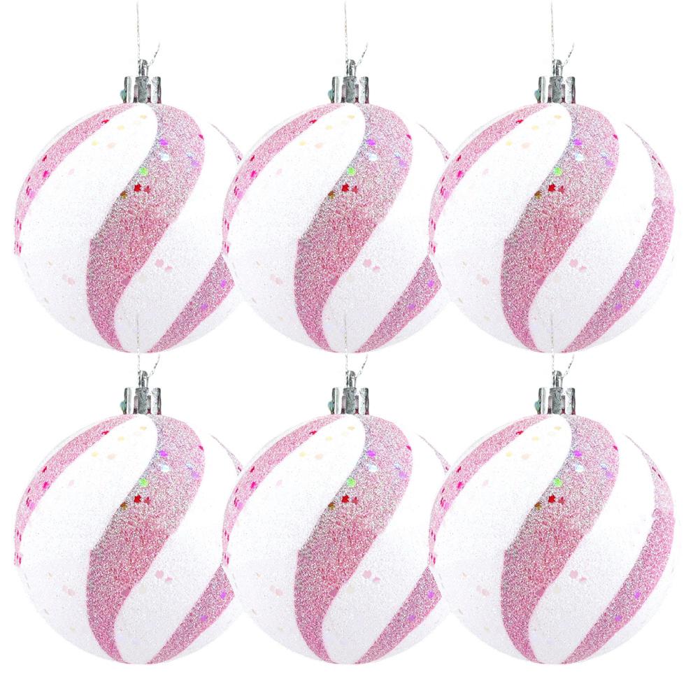 Decorative Christmas Ornaments Pink Sequin Christmas Balls Easy To Hang For Handmade DIY Projects Convenient Metal Hoop