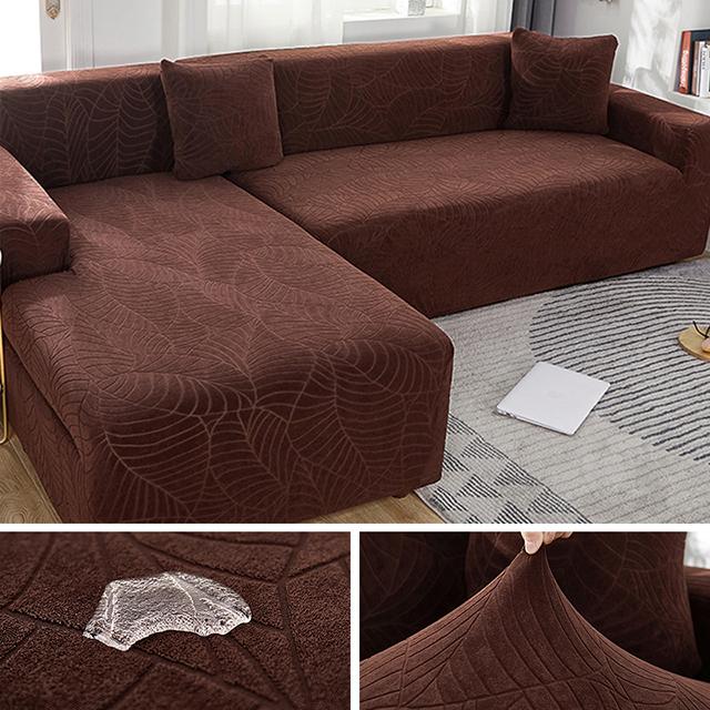 Jacquard Waterproof Sofa Covers Corner Thick Sofa Slipcover Elastic Solid Color Couch Cover For Living Room 1 /2 /3 /4 Seater