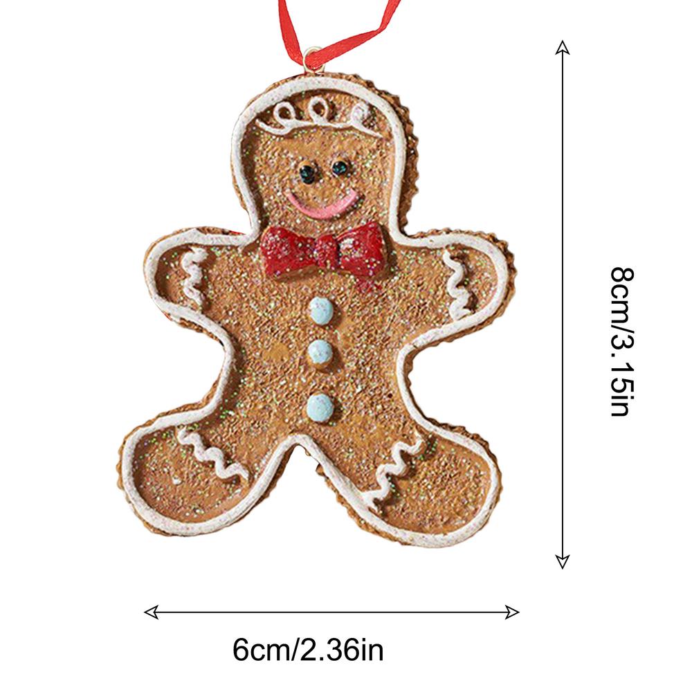 Christmas Gingerbread Ornaments Resin Christmas Pendant Cute Cartoon Ornaments Resin Christmas Tree Fireplace Ornaments Holiday