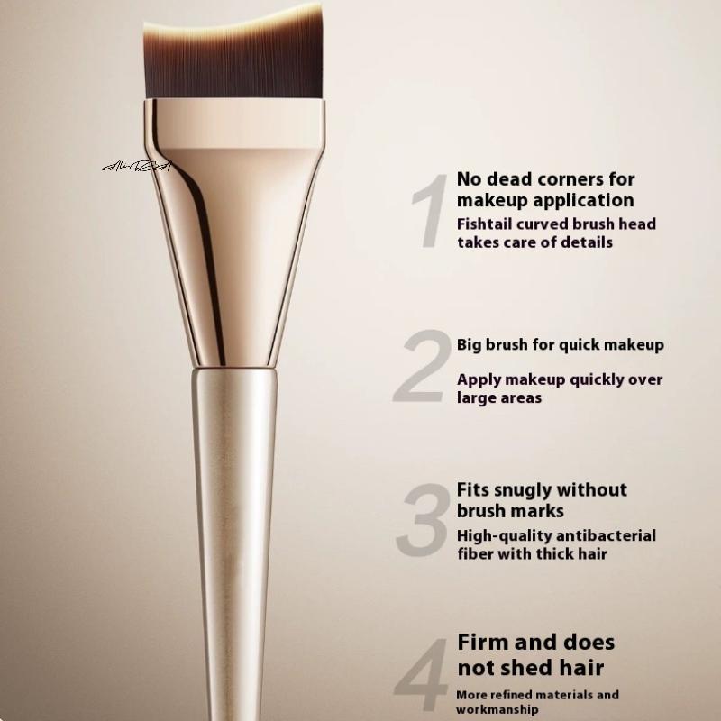 2Pcs Professional Arc-Shaped Foundation Brush Ultra-Thin Flat-Head Paint-Free Traceless Liquid Makeup Applicator
