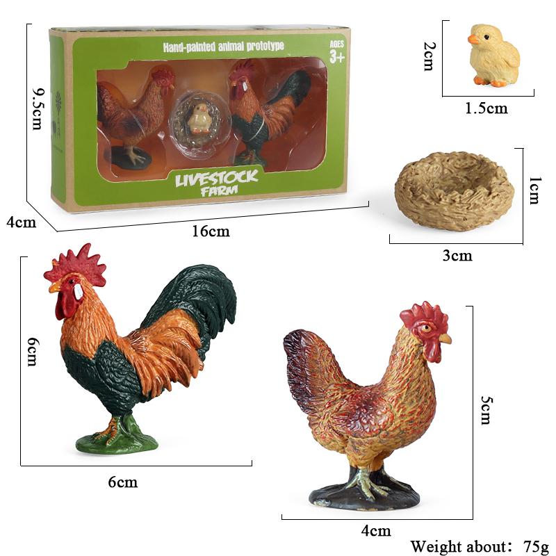 Oenux Zoo Farm Series Farmer Cow Hen Duck Model Action Figures Poultry Animals Set Figurine Miniature Educational Kids Toy