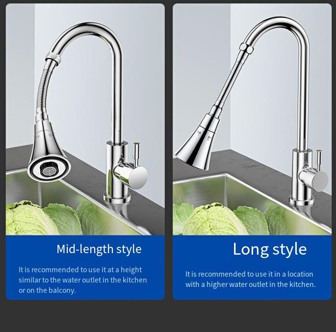 Flexible Kitchen Faucet Sink Mixer Tap Sprayer Head Filtered Water Tap Faucet Nozzle 360 Degree Rotating Filter Extension
