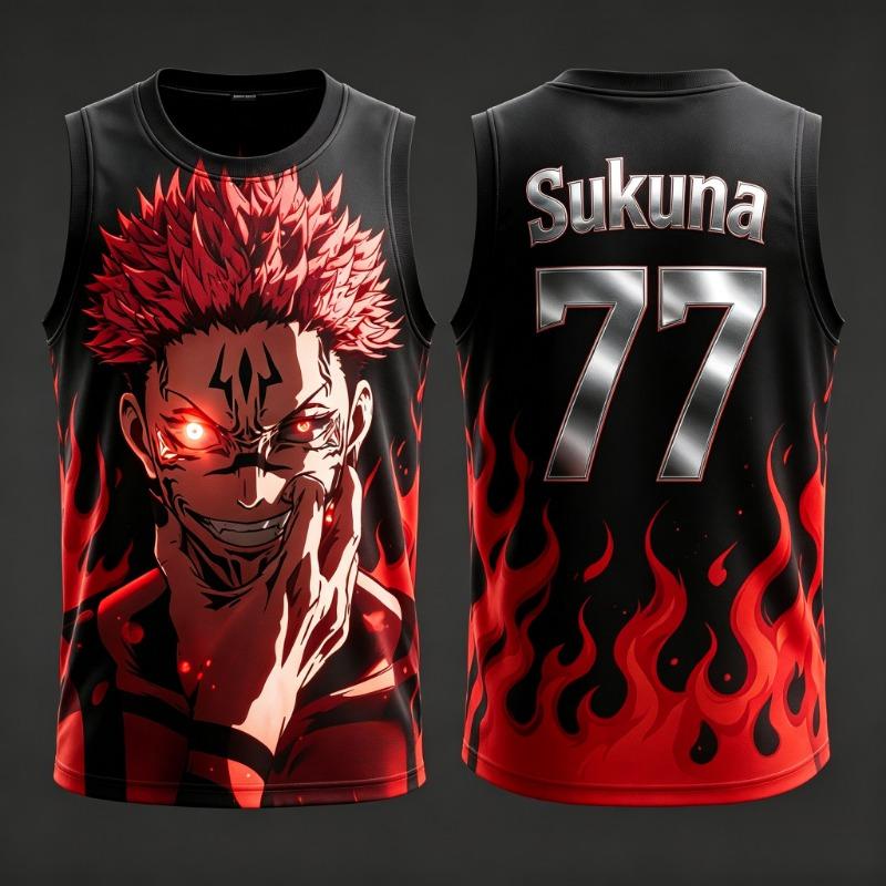 2026 Nový JUJUTSU KAISEN Č.1 2 77 23 11 34 45 Anime tílko Pánské dospělé 3D tištěné Speciální basketbalové tílko Dětské Prodyšné