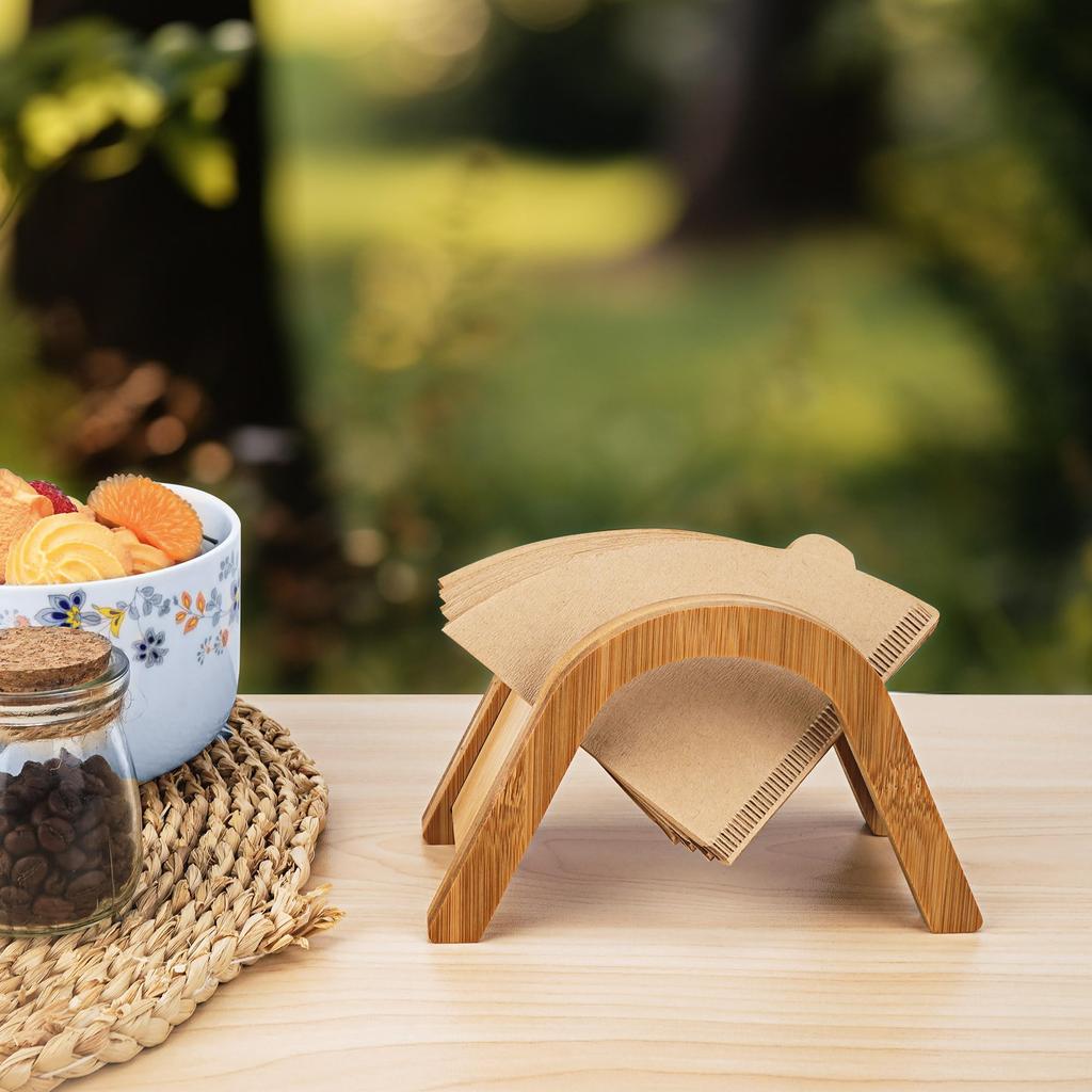 TOCCOOL Bamboo Coffee Filter Rack - V-Shaped Ergonomic Tapered Filter Holder, Solid Wooden Design, Space-Saving, Suitable for Home, Office, and Cafe