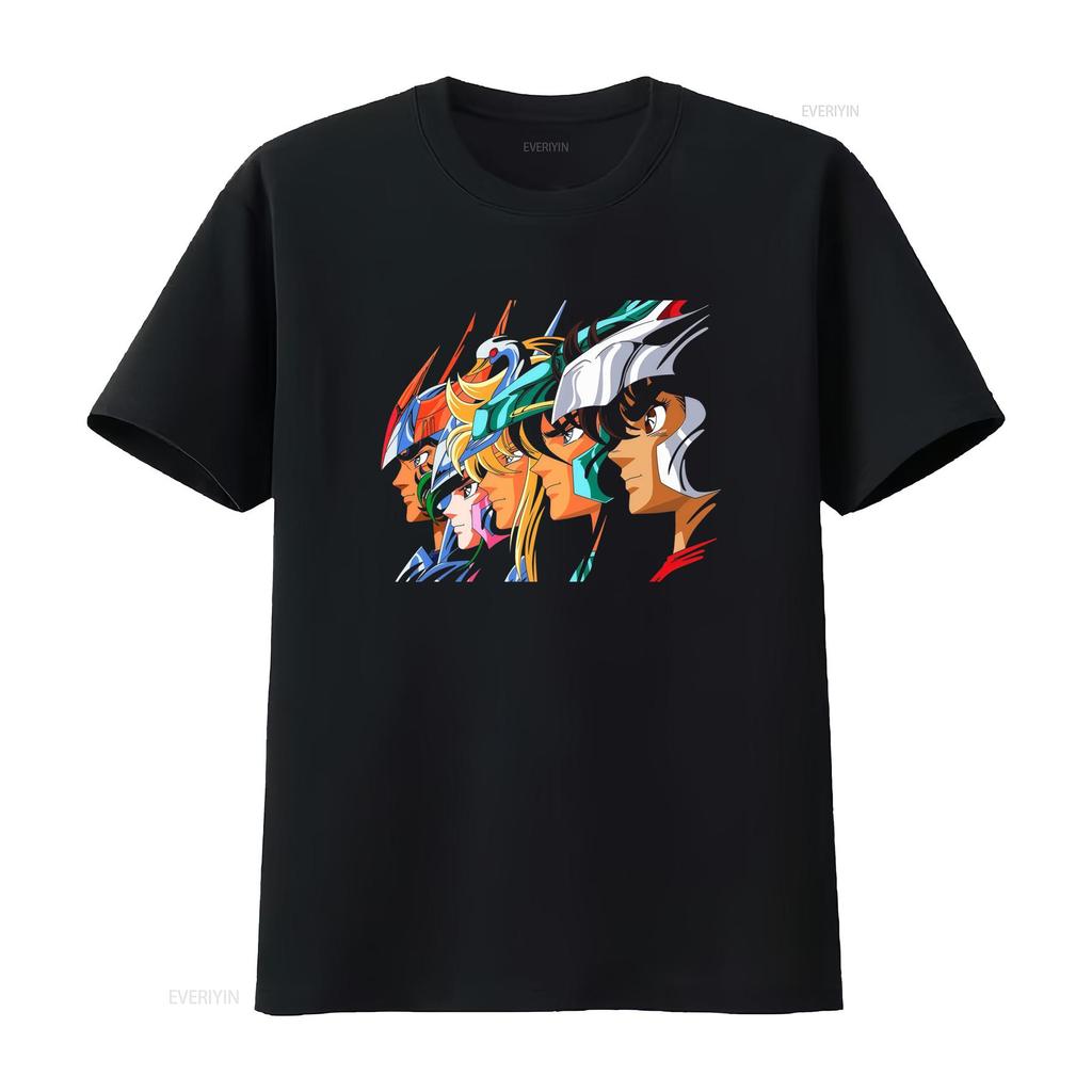 Saint Seiya Athena Knights of Zodiac Mens Black T Shirt Sizes S 5XL vintage Washed Versatile homme Soft graphic
