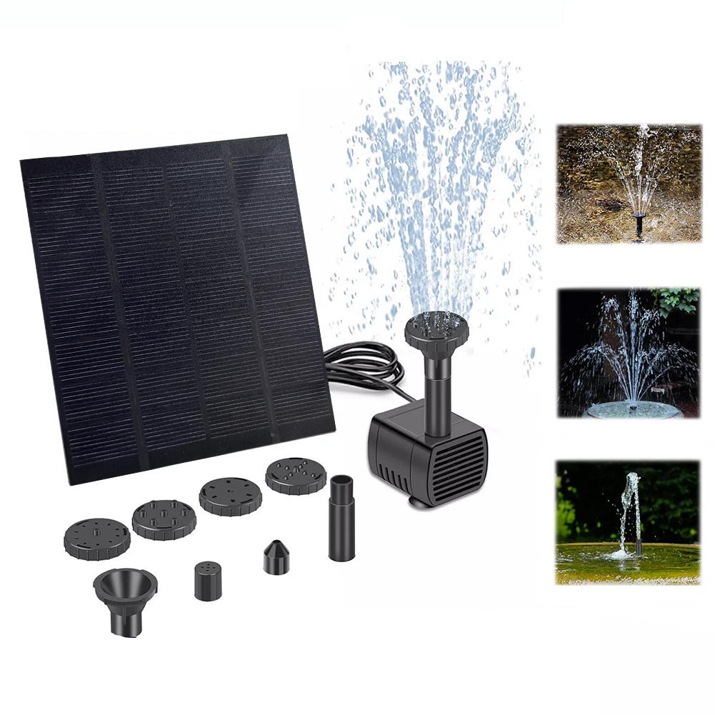 Solar Panel Powered Water Feature Pump with Nozzles Solar Fountain Pond Pump Kit Solar Pond Pump for BirdBath Garden Small Pond