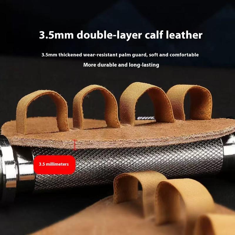 Cowhide Gym Gloves Grips Anti-Skid Weight Power Belt Lifting Pads Deadlift Belt Workout Crossfit Fitness Gloves Palm Protection