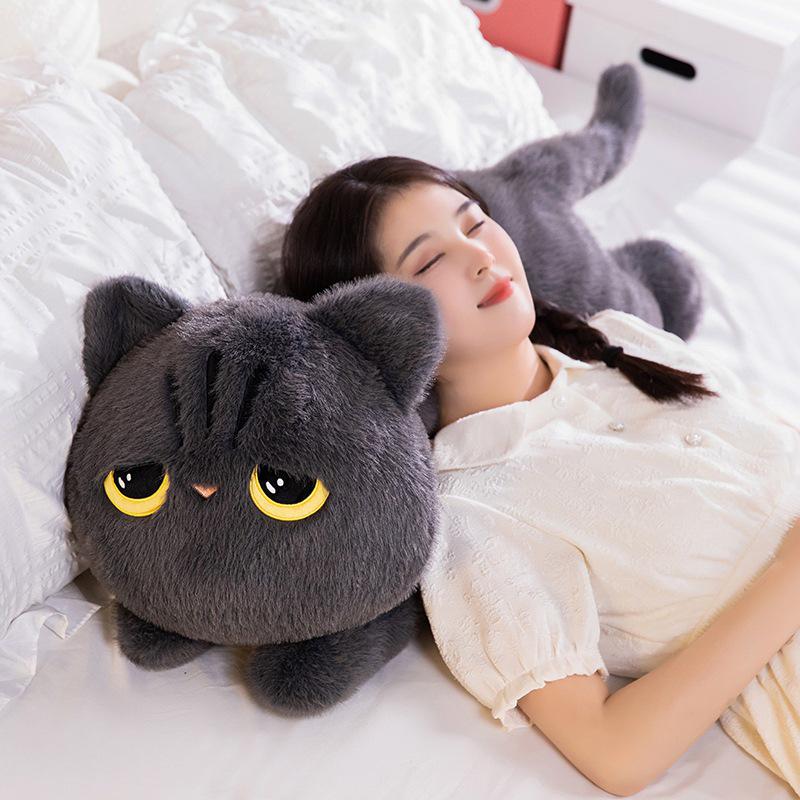 Large Black Cat Plush Pillow Doll - Long Striped Plush Toy for Boys and Girls