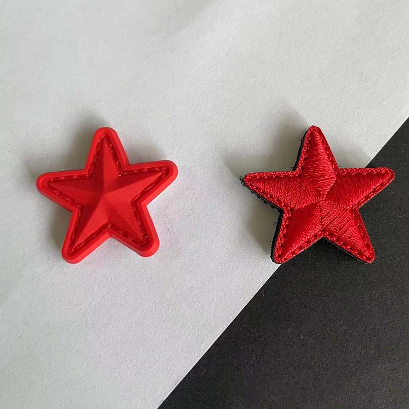3*3CM/ PVC Rubber Small Star Hook Patches Military Stickers On Backpack,Stars Clothes Applique Embroidery Hook and Loop Patch