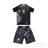 Conjunto de Shorts e Camiseta para Treino de Boxe MMA Homens Mulheres Muay Thai Esportes de Combate Alta Elasticidade Equipamento Fitness
