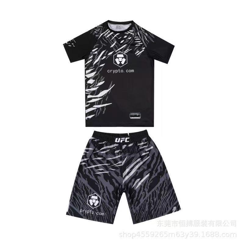 Conjunto de Shorts e Camiseta para Treino de Boxe MMA Homens Mulheres Muay Thai Esportes de Combate Alta Elasticidade Equipamento Fitness