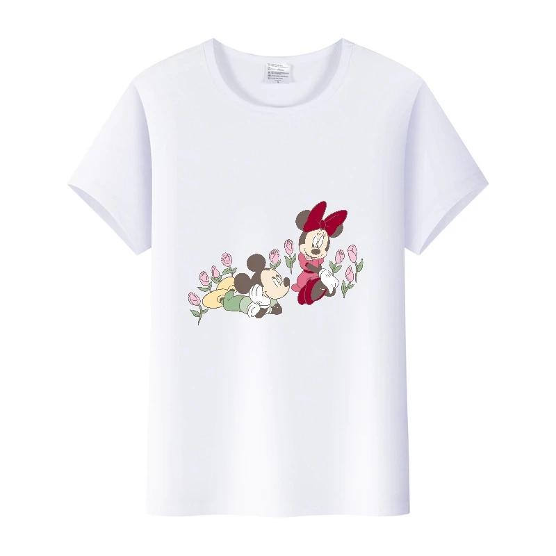 Fashion Disney Cartoon Men Tshirt Female Tops Summer Women Short Sleeve T-shirt Gothic Tee Ladies Mickey Mouse Graphic Clothes