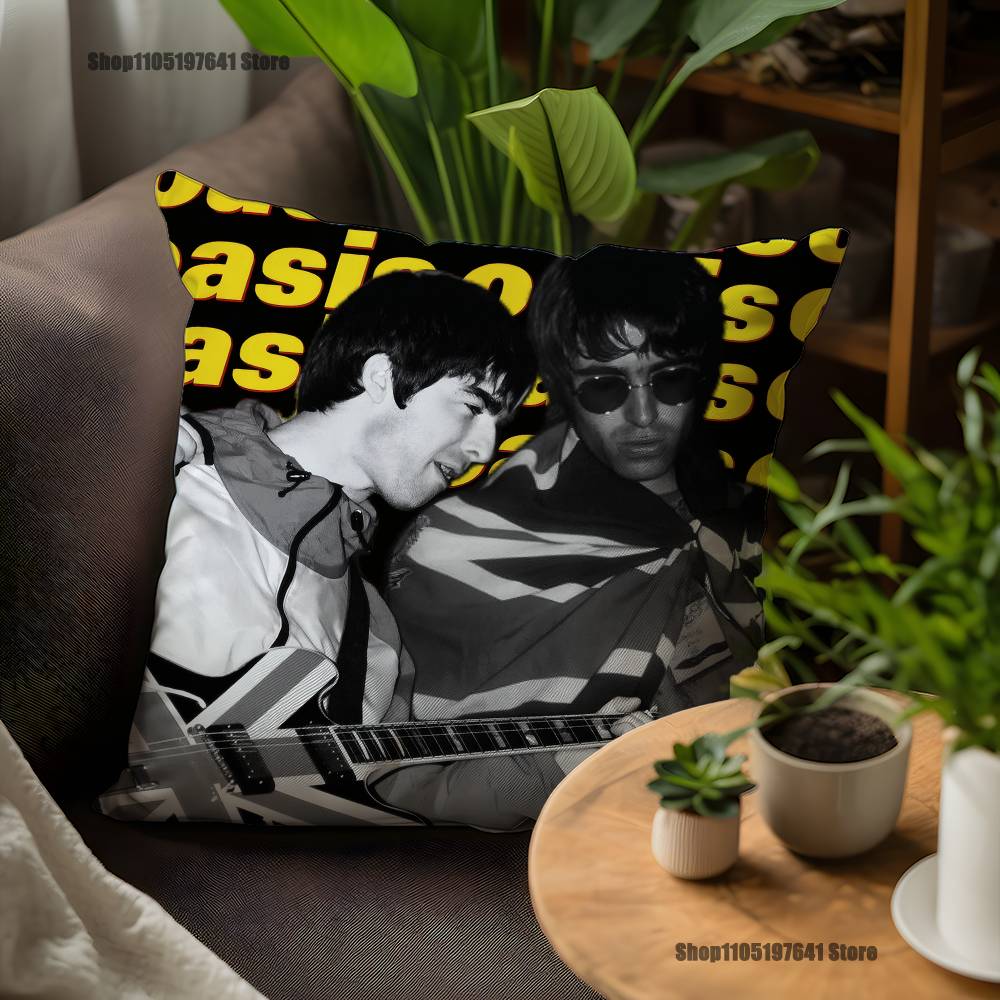 O-Oasis Band Pillow Case For Sofa Decor Car Office Room Printing Cushion Cover Decorations and Protector
