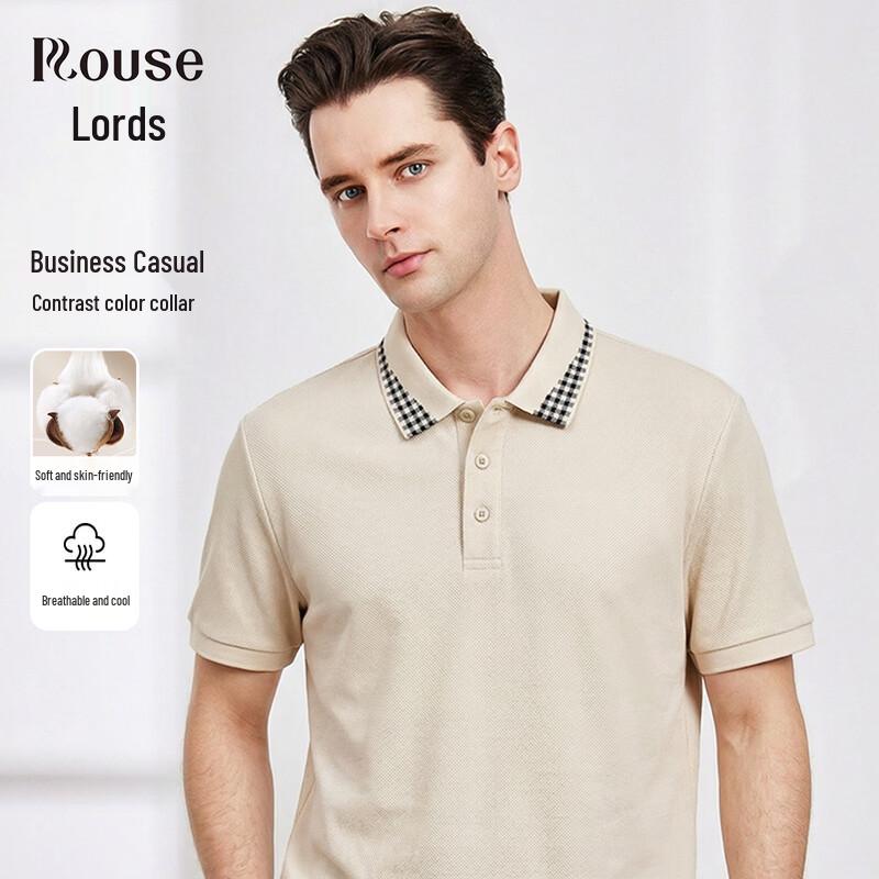 Men s Cotton Blend Lapel Polo Shirt M
