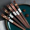 5 Pairs Chinese Chopstick Set Patchwork Walnut Wood Chopsticks Sushi Sticks Korean Chopsticks Japanese Chop Stick Wooden Cutlery