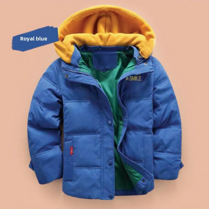 Boys' Thickened Hooded Removable Down Jacket Boys' Down Cotton Jacket Baby Medium and Older Children's Down Jacket