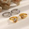 Elegant Zirconia Ring Irregular Shape Stainless Steel Ring Shiny Statement Ring  Daily Wear